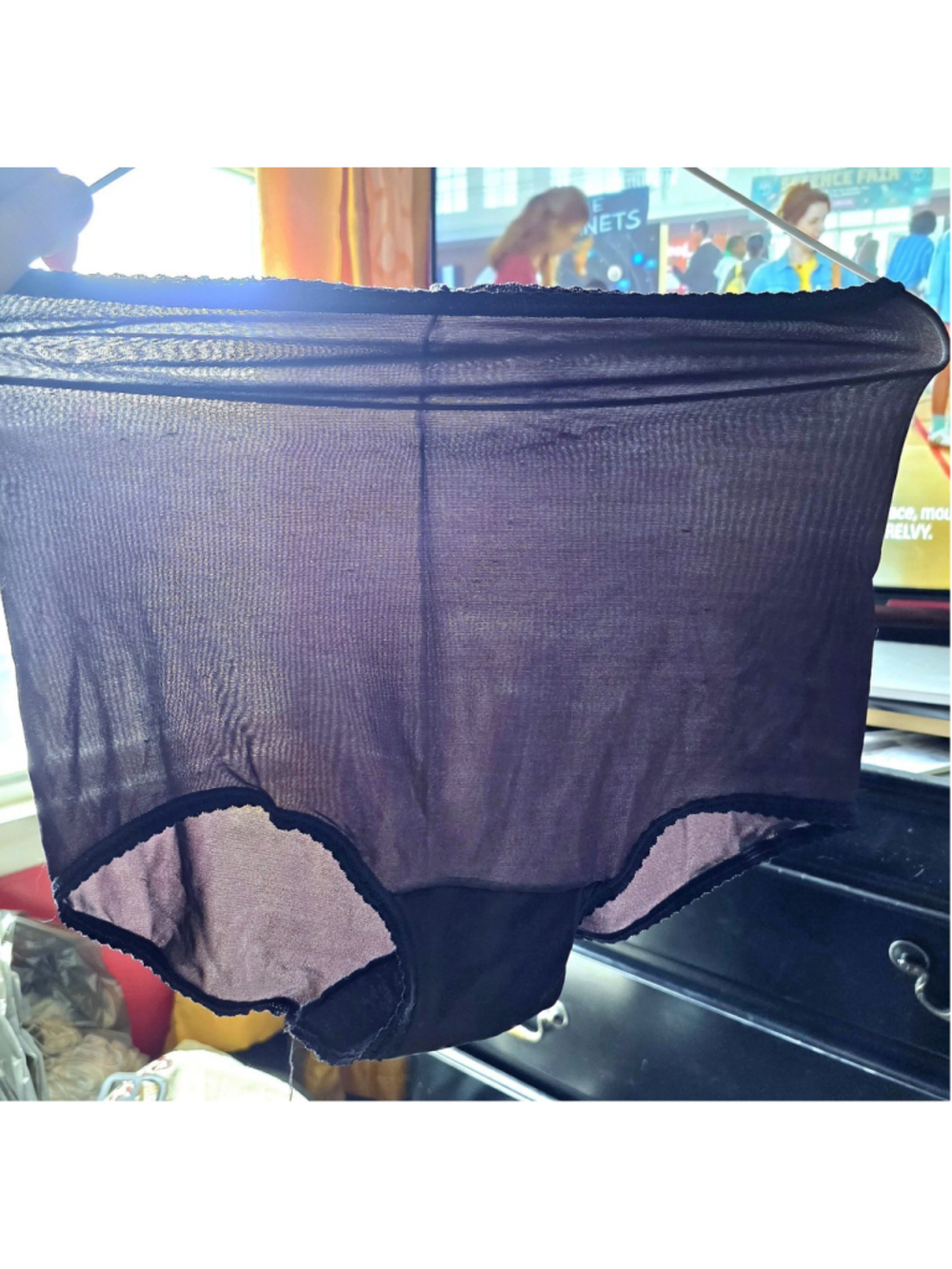 Vintage BALI Black Nylon GRANNY Panties Sissy Secretary XL/8 #2633